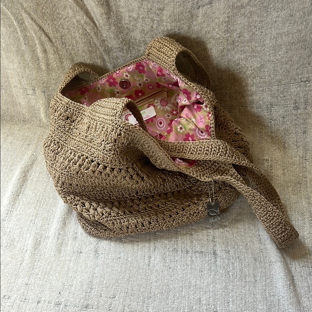 Lina Brown and Pink Satchel Bag with Elegant Design